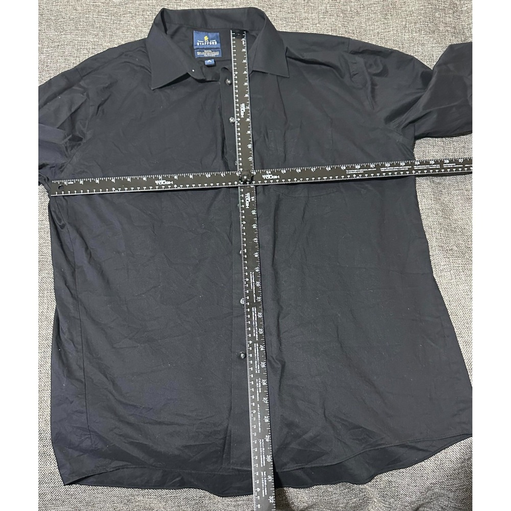 Stafford‎ Travel Men's Fitted 18 34-35 Solid Black Long Sleeve Shirt - Picture 2 of 5
